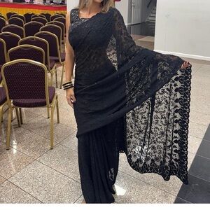Gorgeous black lace sari with blouse